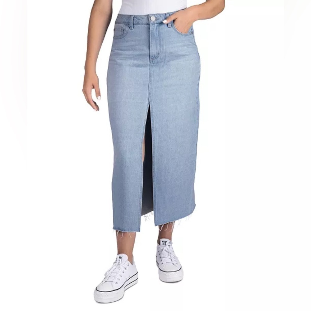 Indigo Rein Raw Hem Jean Skirt